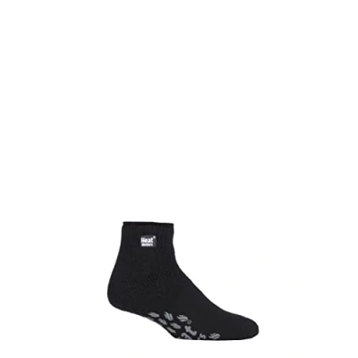 Image of 1 Pair Black Slipper Thermal Ankle Socks Men&#039;s 6 11 Mens Heat Holders