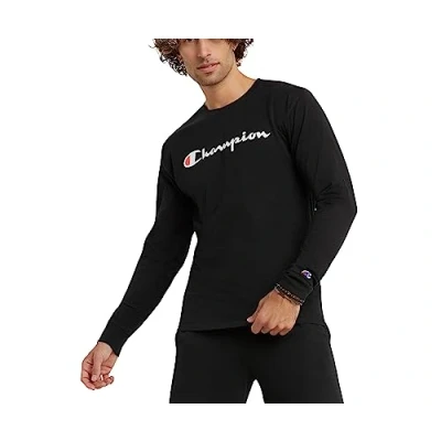 Image of Champion Men&#039;s Graphic Classic Jersey Ls Tee T Shirt, Black Script, XXL