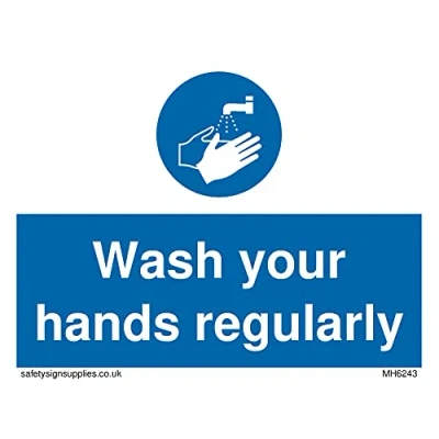 Image of Pack of five Wash your hands regularly Sign 100x75mm