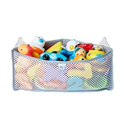 Image of Munchkin High&#039;n Dry Baby Bath Toy Storage Basket Hanging Tidy for Corner Wall Soft Caddy &amp; Organiser Rack Shower Holder Bathroom Net with Suction Cups