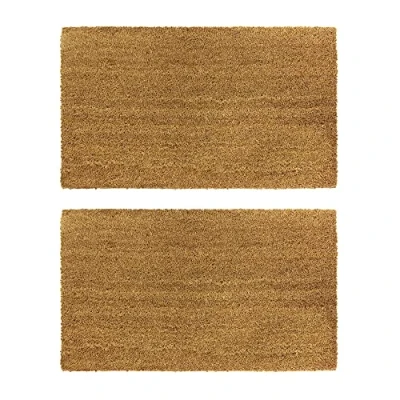 Image of JVL Manor Plain Latex Backed Coir Doormat, 40x70cm, Pack of 2