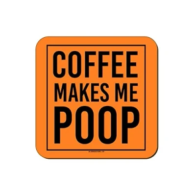 Image of Grindstore Coffee Makes Me Poop Neon Coaster Orange 9.2x9.2cm