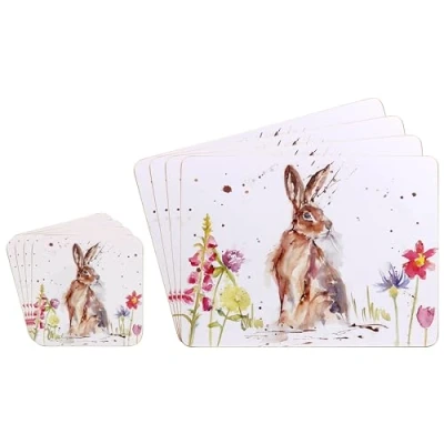 Image of Sets of 4 Placemats with Matching Coasters (Hare and Set)