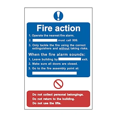 Image of ‘Fire Action Procedure’ Sign, Self Adhesive Semi Rigid PVC (200mm x 300mm)
