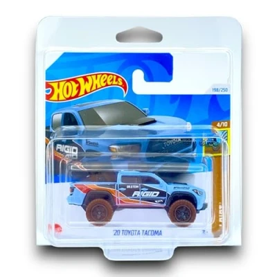 Image of Hot Wheels &#039;20 Toyota Tacoma (Blue, Black, Orange &amp; Red) 4/10 HW Dirt 2024 198/250 (Short Card) includes a KLAS Car Keeper Protector Case HTB27