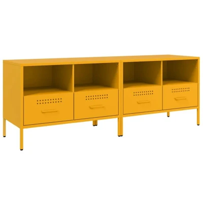 Image of vidaXL TV Cabinets 2 pcs Mustard Yellow 68x39x50.5 cm Steel