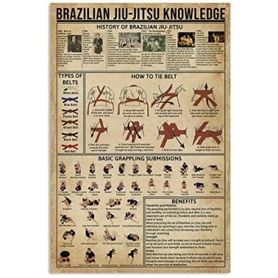 Image of TNND History Of Brazilian Jiujitsu Poster For Bedroom Gift Lover Art Wall Decor Home Father&#039;s Day Birthday Metal Signs 12X16 inch