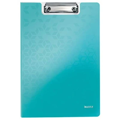 Image of Leitz 41990051 A4 Clipfolder with Cover, Lightweight Polyfoam, WOW Range, Metallic Ice Blue