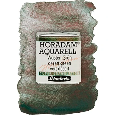 Image of Schmincke HORADAM® AQUARELL, super Granulation, 14 924 044 Desert Green, 1/2 pans, very strong granulating colors, finest, watercolors