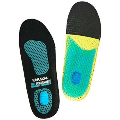Image of Karakal Unisex Adult Sport Insole Black/Yellow, Size 36 37