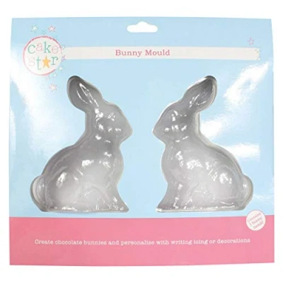 Image of Cake Star Chocolate Bunny Mould, 2 Part Mold to Make Rabbit, 100mm x 130mm 84869 Transparent