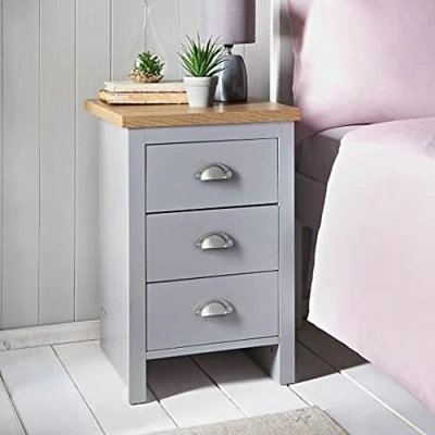 Image of Fiz FIZPORIUM Millbrook 3 Bedside Drawer With Three Drawers Available To Use Store Away all of Your Clothes W40 x D38 H60cm Grey