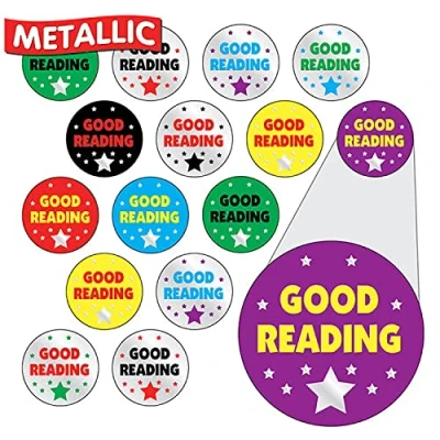 Image of 980 Metallic Shiny Good Reading Star Comprehension Diddi Dot Childrens Pupils School Praise Teachers Reward Stickers 10mm Primary Teaching Services