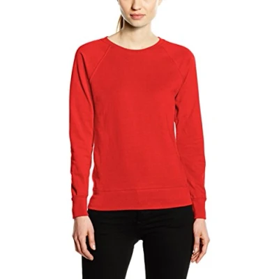 Image of FRUIT OF THE LOOM Women&#039;s Raglan Lightweight Sweater, Red, XS UK