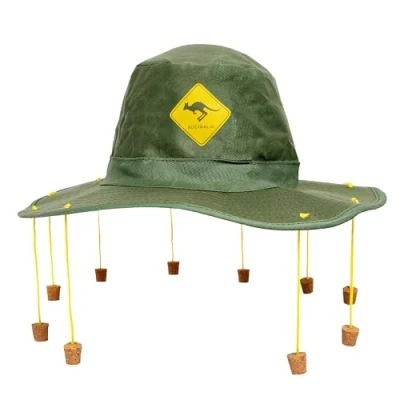 Image of 1X AUSTRALIAN CORK HAT WITH KANGAROO PRINT FANCY DRESS ACCESSORY AUSTRALIA DAY CROCODILE HUNTER MAN