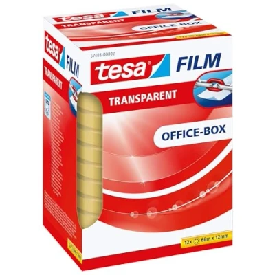 Image of tesafilm Silent Clear Adhesive Tape for use at Home, Office or School 12 Rolls 66 m x mm
