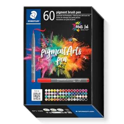 Image of STAEDTLER 371 C60 Pigment Arts Brush Pen Assorted Colours (Pack of 60)