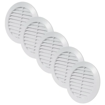 Image of Vent Systems 90 mm / 3.54&#039;&#039; Inch White Pack of 5 Air Cover Round Vents Ventilation Grille Integrated Insect Screen HVAC for Bathroom, Home Office, Kitchen