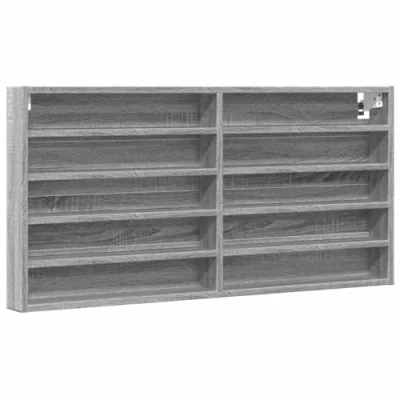 Image of vidaXL Vitrine Cabinet Floating Shelf Wall Grey Sonoma Engineered Wood