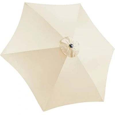 Image of CHRISTOW Replacement Parasol Canopy 2.4m Hexagonal 6 Arms UV 30+ Protection For Garden Umbrella (Cream Fabric)