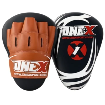 Image of Onex Boxing Focus Pads Punching Mitts Punch Curved Strike MMA Kickboxing equipments Hook &amp; Jab Karate Muay Thai Taekwondo Training Gloves Pad (Red/White)