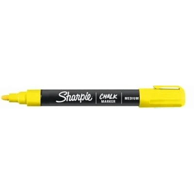 Image of Sharpie Whiteboard Chalk Writing Marker Wet Erase Pens Medium Thick Tips Yellow Ink 1 Count (Yellow)
