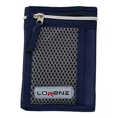 Image of Lorenz Men&#039;s Boy&#039;s Slim Canvas Sports Trifold Wallet Navy Blue