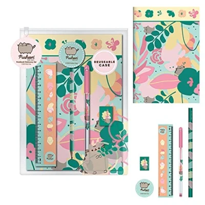 Image of Grindstore Pusheen Gift Set with A5 Notebook and Stationery (Botanical Design) Official Merchandise