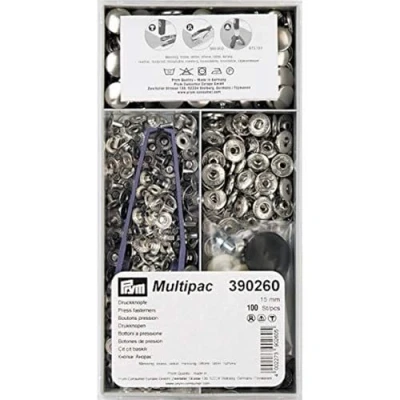 Image of Prym Non Sew Press Fasteners, Silver, 15 mm, silberfarbig, 100 Stück