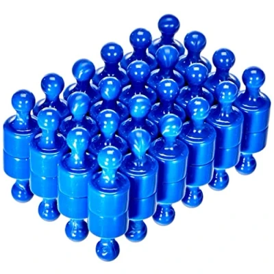 Image of Blue Skittle Magnet for Fridge, Office, Whiteboard, Noticeboard, Filing Cabinet 12mm dia x 21mm tall Pack of 48
