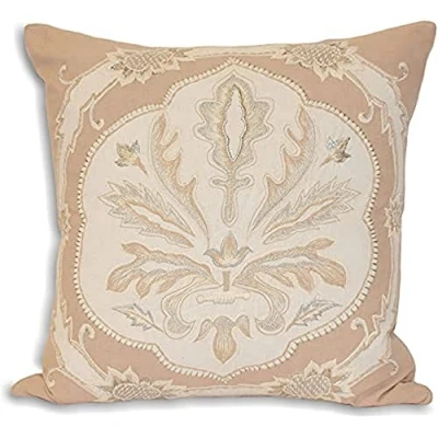 Image of Paoletti Margaux Embroidered Cushion Cover Taupe Cotton One Size