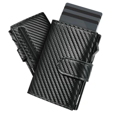 Image of YESIIW Mens Wallets, Men&#039;s Credit Card Holder RFID Protection, Pop up Wallet Slim Wallets for Men UK, Minimalist Smart with Coin Pocket &amp; ID Window 12 Cards, Gifts
