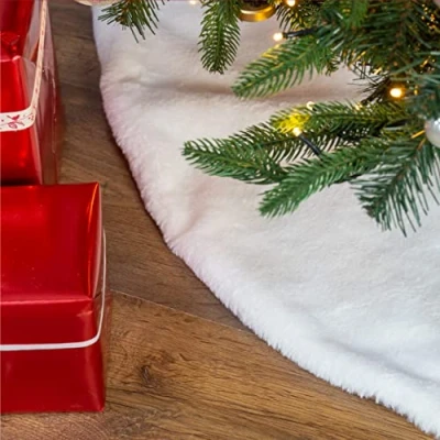 Image of Christmas Workshop White Short Smooth Faux Fur Tree Skirt