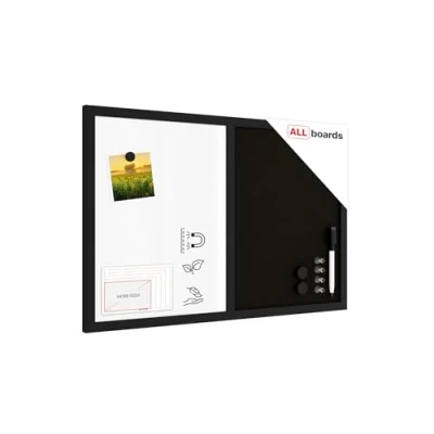 Image of ALLboards Whiteboard and Black Cork Combo Board in a Wooden Frame 60x40cm