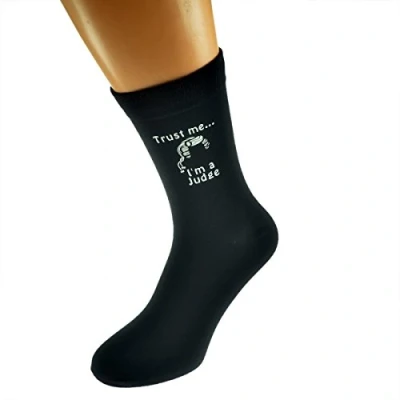 Image of GTR Prestige Giftware Trust me I&#039;m a Judge Image Mens Black Novelty Socks UK Size 5 12