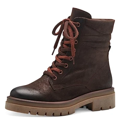 Image of MARCO TOZZI Women&#039;s 2 25292 41 Lace Boot Flat, Cafe Nubuck, 5