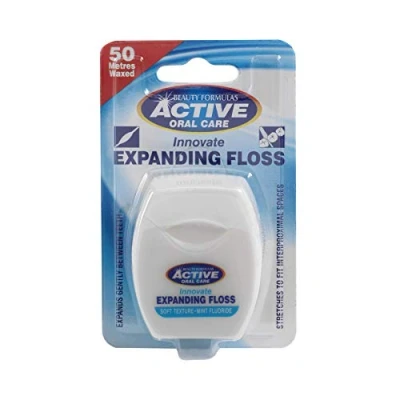 Image of Beauty Formulas Active Oral Care Expanding Dental Floss with Mint Wax Fluoride, 50 Metre Size