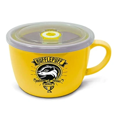 Image of Pyramid International Potter Soup and Snack Mug, Hufflepuff Badger Crest Design, 60cm0ml Official Merchandise GP85901, Yellow