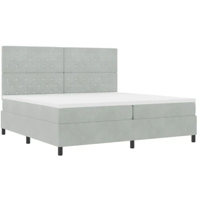 Image of vidaXL Box Spring Bed with Mattress Light grey 200 x cm Velvet
