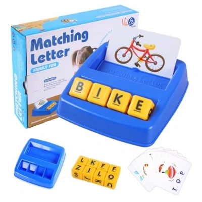 Image of TOZKZO Educational Toys Matching Spell Game Children&#039;s Early Learning for 4 6 Year Olds Helping Children with Word Recognition and Spelling 3 5 Old Boys Girls Gifts (Blue)