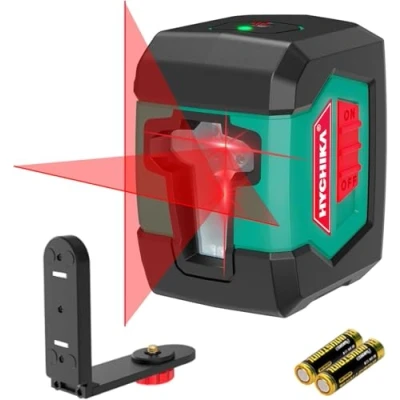 Image of HYCHIKA Laser Level, Levels Self Leveling with Double Module, Spirit Level 2 Lines Horizontal/Vertical, Flexible Magnetic Base, x AA Batteries Included