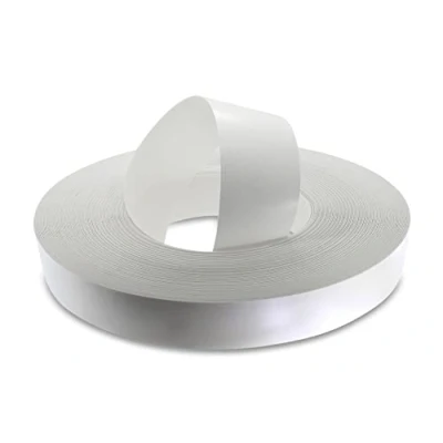 Image of WoodPress® 50mm Matt White Melamine Pre Glued Veneer Edging Tape 50m Trade Roll Iron On Wood Application