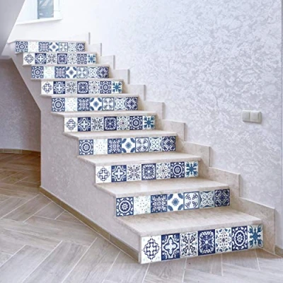 Image of Ambiance Sticker Stair Tile Stickers, Vinyl, Fedora, 4 bandes de 15 x 105 cm