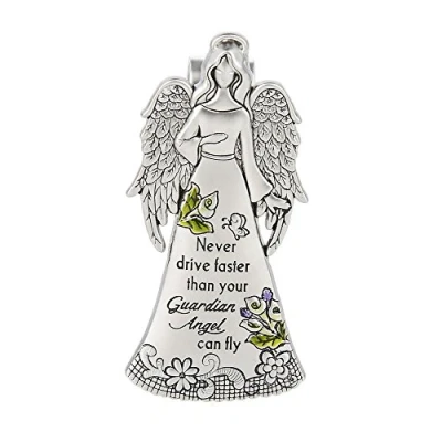 Image of Ganz Zinc Visor Clip &quot;Never Drive Faster than Your Guardian Angel Can Fly&quot;