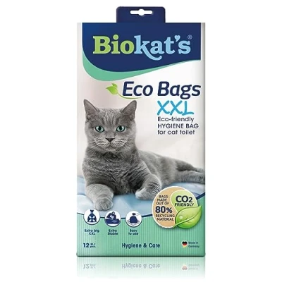 Image of Biokatʼs Eco bags XXL Cat litter tray liner for hygienic disposal 1 pack (1 x 12 bags)