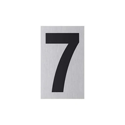 Image of Metafranc 507360 Adhesive Sign &quot;7&quot; 100 x 60 mm Made of Aluminium In Modern Stainless Steel Look Self Back / Signage Information Commercial Marking