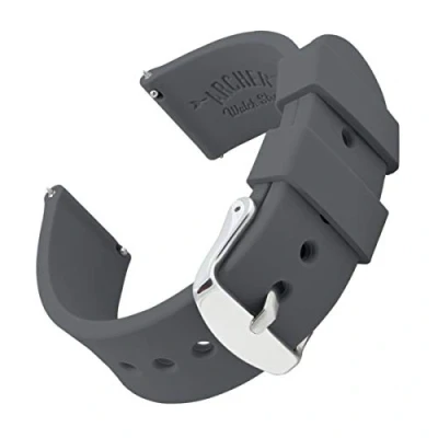 Image of Archer Watch Straps Silicone Quick Release Soft Rubber Replacement Bands (Graphite, 22mm)