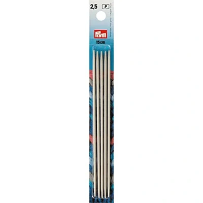 Image of Prym Double Pointed and Glove Knitting pins alu Pearl Grey 15 cm 2.50 mm, Silver