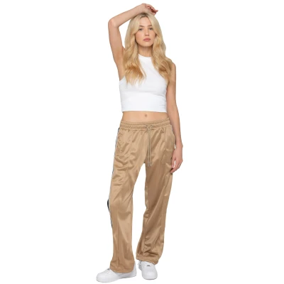 Image of 989Zé ENZO Womens Sweatpants Straight Wide Leg Stripes Casual Yoga Running Bottoms Trousers with Pockets EZLJG639 Jogger Beige XL