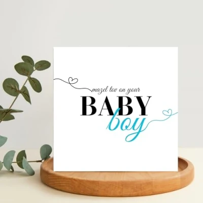 Image of Mazel Tov On Your Baby Boy New Jewish Greeting Card Congratulations Mazal